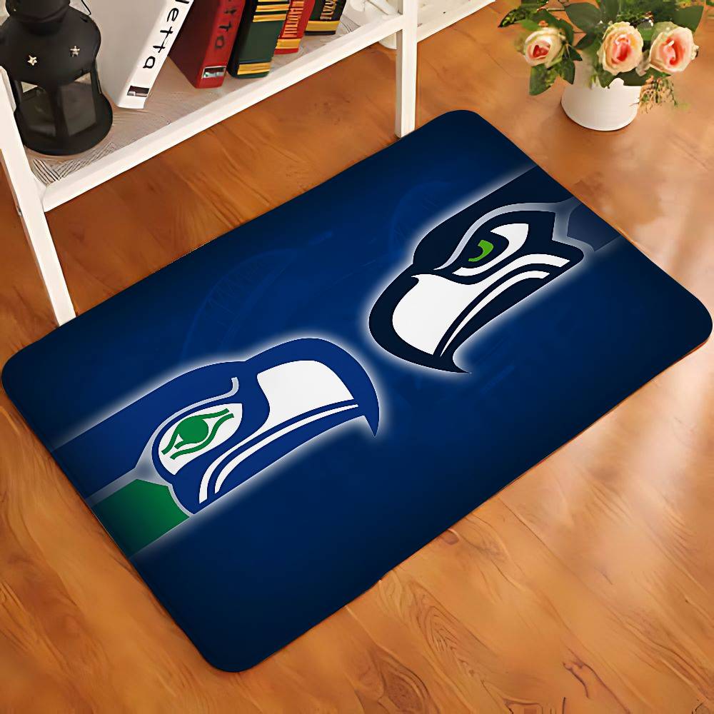 S-Seattle Seahawks Carpet Bathroom Anti-slip Mat Door Mat Home Decoration Mat Entrance Door Mat Scratch-resistant Door Mat