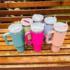 40oz/1200ml Large Capacity Insulation Tumbler With Straw, Portable Car Cup With Handle Suitable For Car Home Office Travel Birthday Gifts