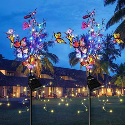 24 LED Garden Butterfly Solar Light Patio Yard Lawn Waterproof Stake Lamp Party