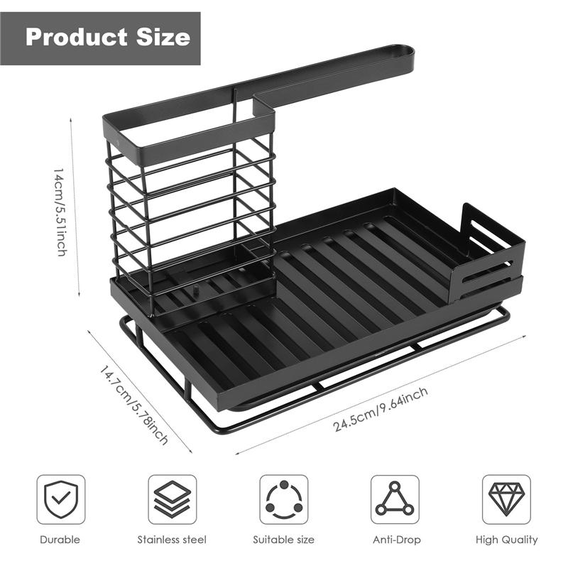 A96I-Sink Organiser Sink Caddy Kitchen Stainless Steel Storage & Organisation Sponge Holder With Drip Tray, Kitchen Aid