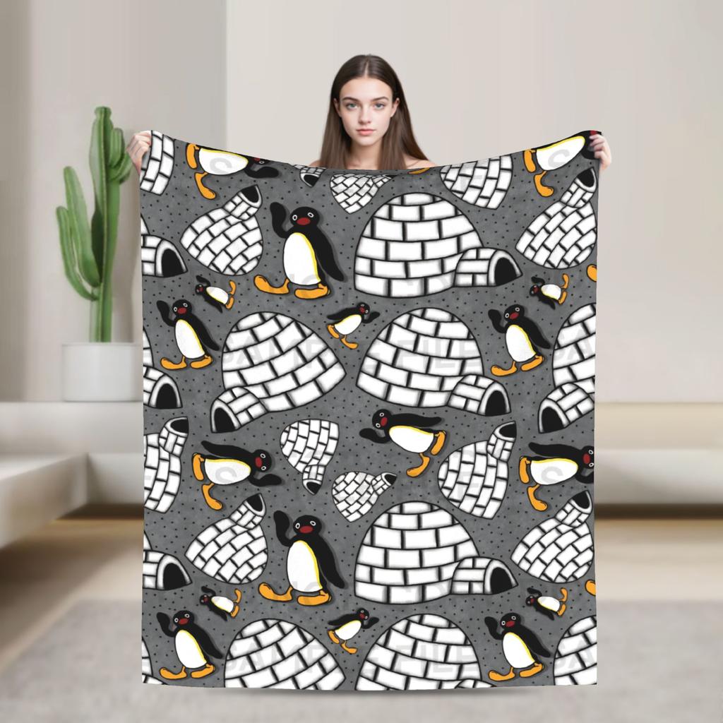 Cute Pingu Penguin Blankets Quality Warm Throw Blanket Spring Decorative Living Room Fashion Bedspread