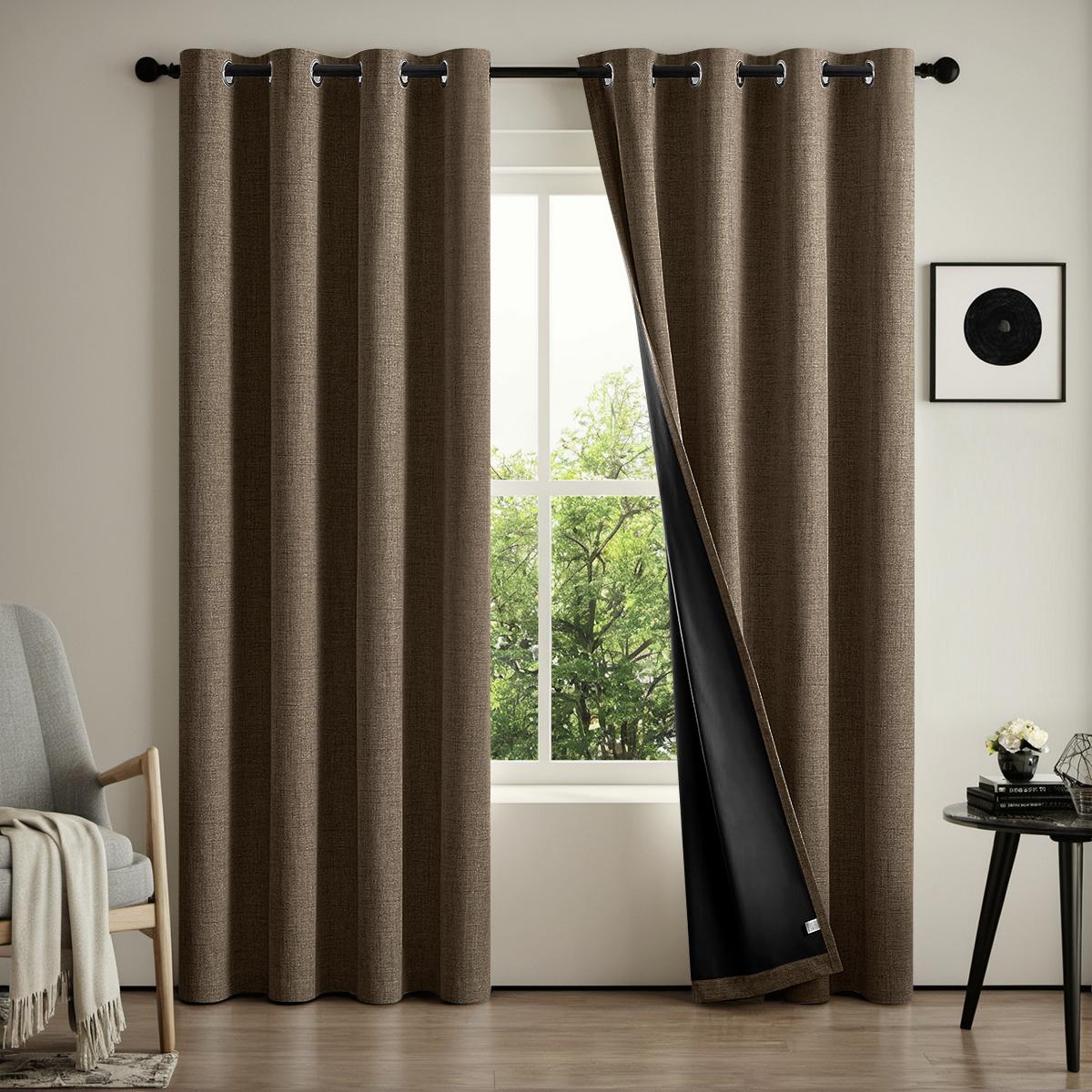 

1 панель Современная Радужная Льняная Штора, Оконные Шторы для Гостиной, Спальни, Кухни, Домашний Декор, Шторы на Люверсах W100 X H130CM 1PC &Grommet Top темный кофе