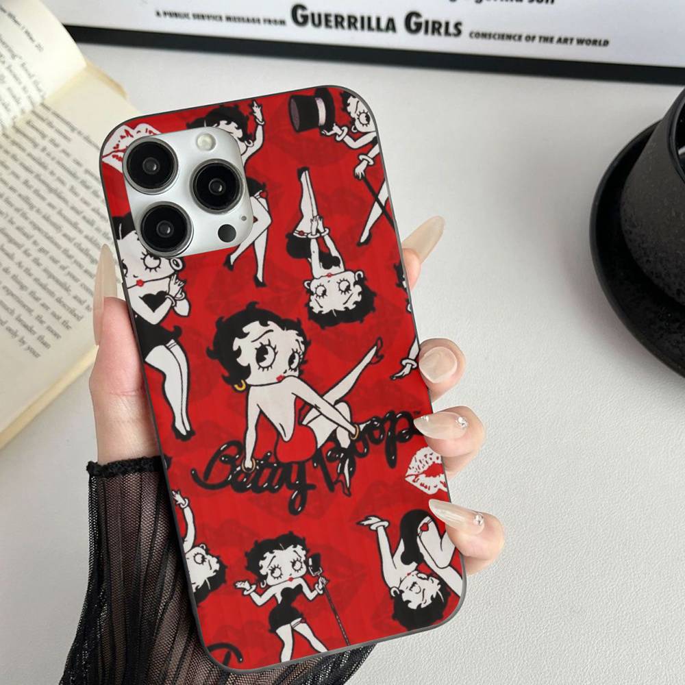 Animation B-Betty Boop Soft Corrugated Transparent Phone Case For IPhone 17 15 16 11 12 13 14 Pro Max Plus Pro