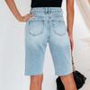 GMXIA Summer Urban Casual Plain Washed Ripped Women's Denim Straight Leg Jeans