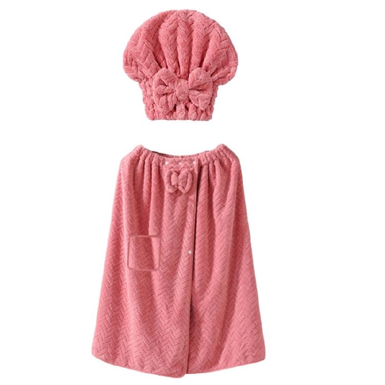 Large Size Adjustable Bath Skirt and Hair Dry Cap Set Slip Resistant Oversize Bathrobe for Women Spa Home Travel Beach