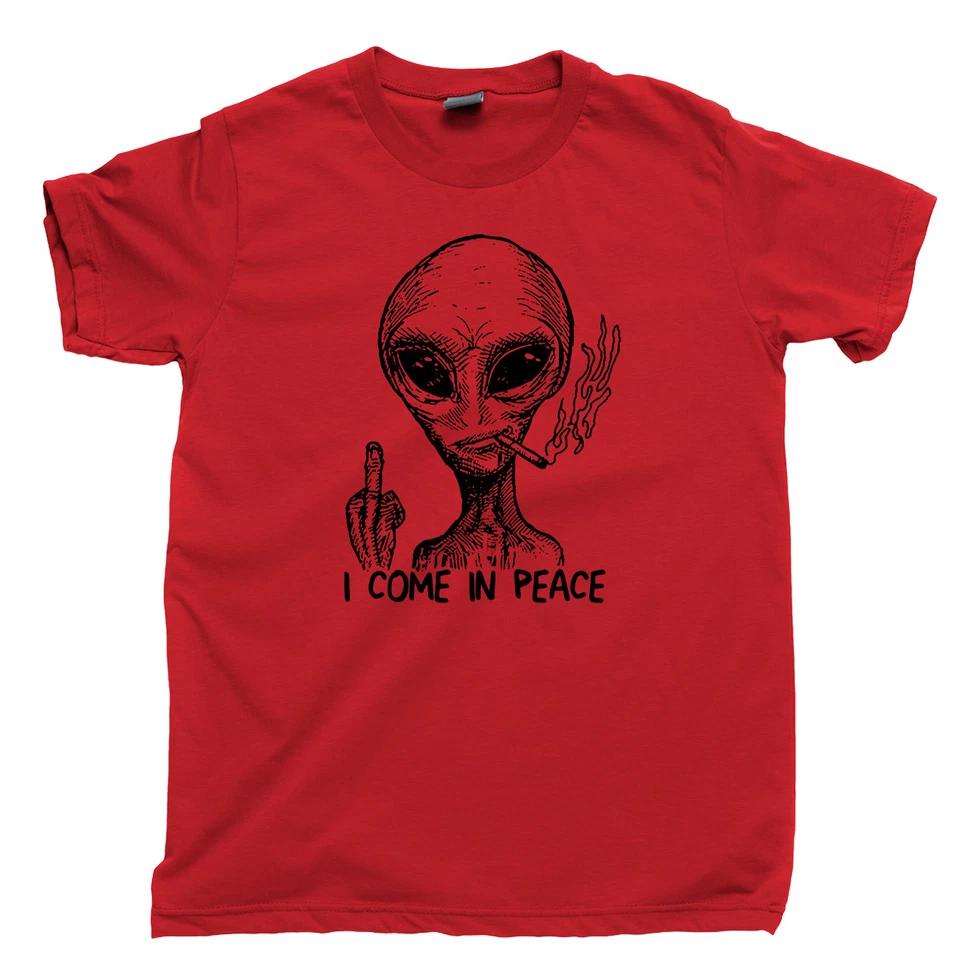 Unisexs Because Aliens I Come In Peace Graphic T Shirt Tee Cotton Unisex Summer Streetwear Casual Trendy Oversize Loose Top Vintage