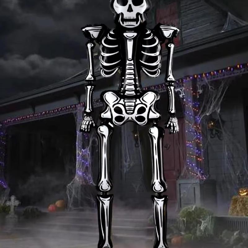 286cm Extra Tall Giant Skull Foil Balloon Halloween Decoration Ghost Party, Haunted House Birthday Horror Atmosphere Decoration