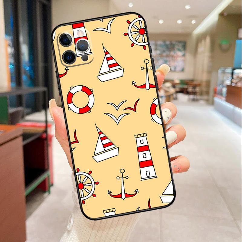 Nautical Seagull Pattern Phone Case For iPhone 17 Air 16 14 13 11 15 Pro Max mini 15 16 Plus 16e Protective Cover