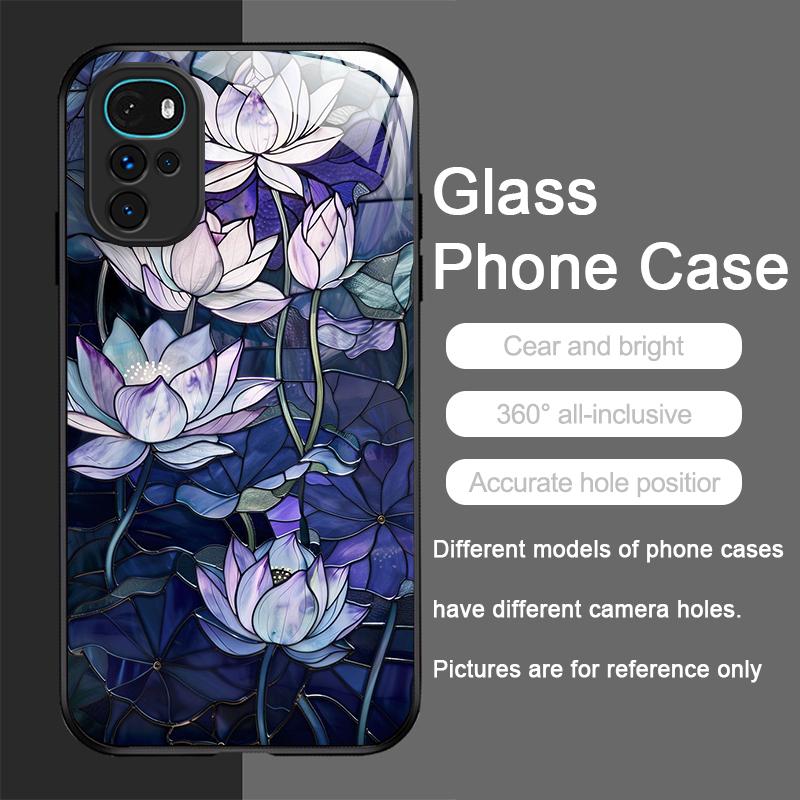 Orchid Flower Lotus Blooming Large Petals Tempered Glass Phone Case for Motorola Moto G85 G84 Edge 50 Fusion 40 Neo 30 Pro Cover