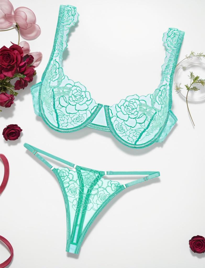 Sexy Lingerie Bra and Shorts Beautiful Lace Floral Padless S [Maeau] Set, Breasts, Underwear, See-through, Women's, Embroidered, Pattern, Bra, Sheer,