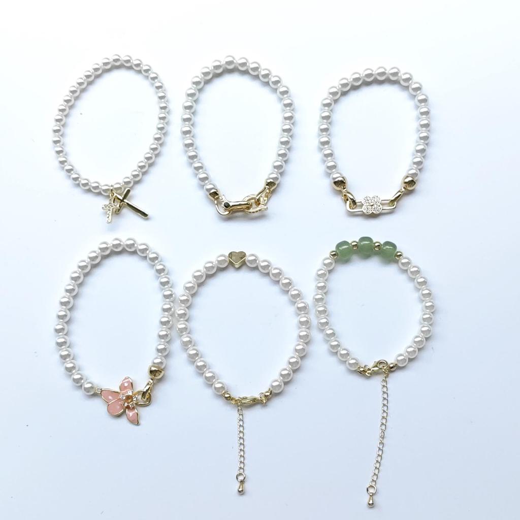 Elegant Elastic Faux Pearl Bracelet for Women - Versatile French Classic Style Jewelry