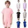 Childrens Adaptive Jumpsuit Round Neck Short Sleeve Back Invisible Zipper Press Button Closure Easy Dress Special Needs Clothing