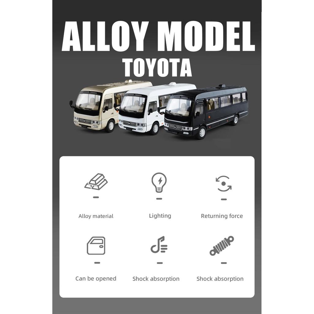 1/24 Scale Toyota Coaster Medium Business Minibus Alloy Diecast Model Car Collecting Hobbies Decorative Trendy Ornaments Birthday Gift