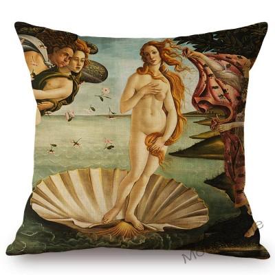 Sandro Botticelli Florence Art Birth Of Venus World Famous Oil Painting Decorative Pillow Case Cotton Linen Sofa Cushion Cover