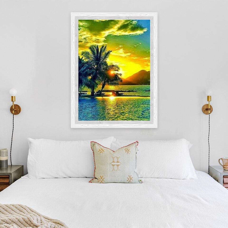 New 5D DIY Diamond Painting Full Round Drill Scenery Cross Stitch Sea View Diamond Embroidery Crafts Home Decor Art Gift