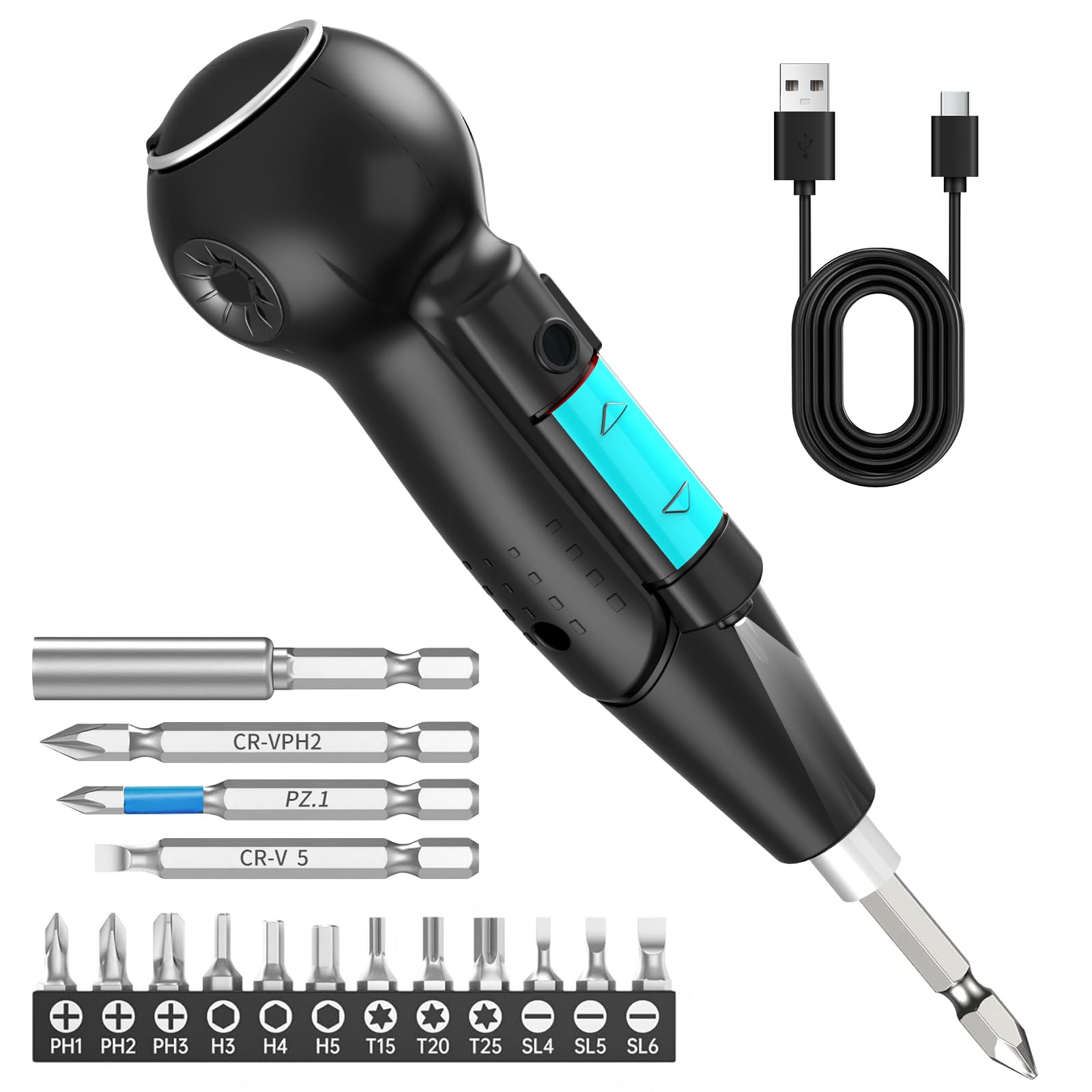 

Kemiuu Электрическая отвертка Новая Перезаряжаемая Электрическая Ручная Светодиодная Легкая Идеально подходит для дома День Подходит для женщин и Зарядный кабель в комплекте [2025