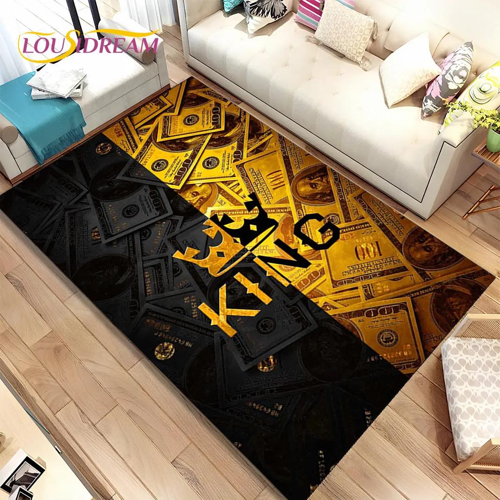 אשליה תלת מימדית דולר אירו כסף דפוס שטח שטיח, שטיח שטיח לבית סלון חדר שינה ספה דקור שטיח לדלת, מחצלת רצפה מונעת החלקה