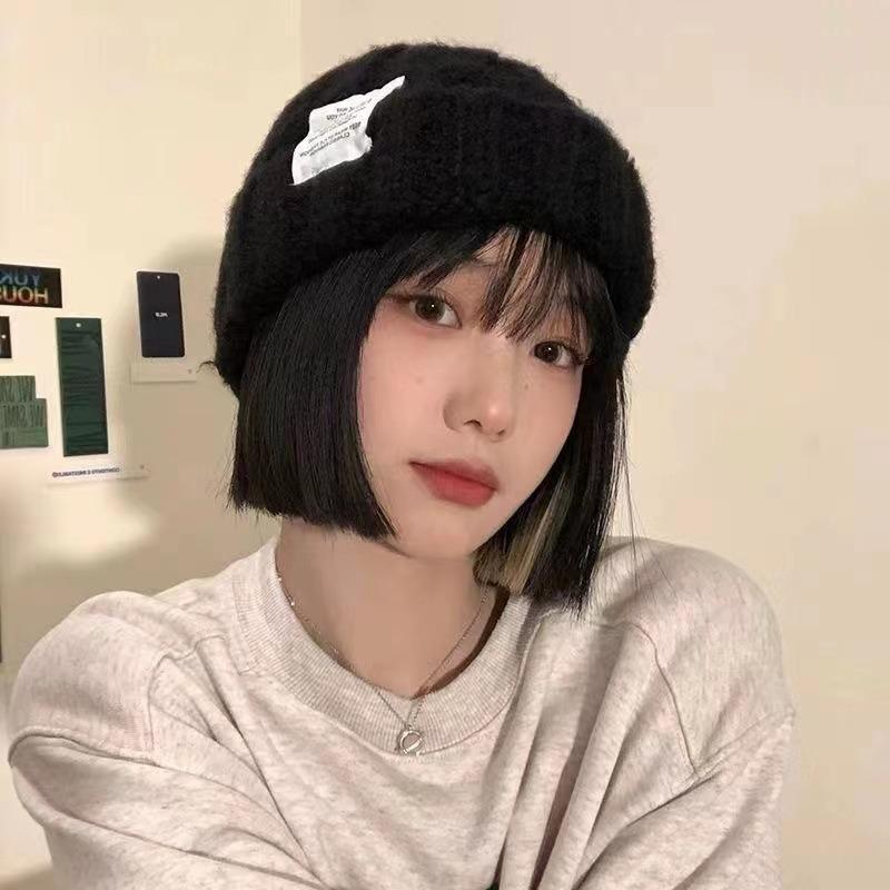 Fisherman knitted hat children autumn and winter plush retro wool hat warm ear protection big head circumference cold hat men's headgear hat