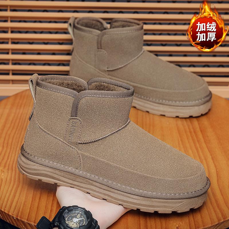 

Зимние мужские бархатные утепленные теплые универсальные водонепроницаемые хлопковые ботинки мужские высокие мужские ботинки Северо-восточные хлопковые ботинки большого размера 40 Female