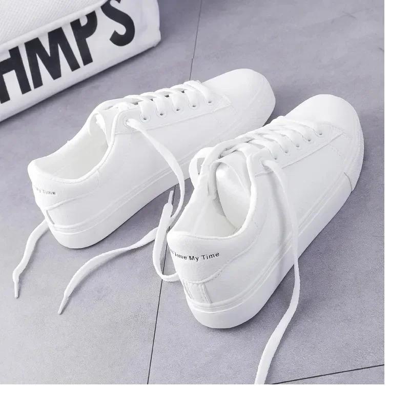 Fashion White Shoes Women's 2025 Spring and Autumn New Women's Shoes Student Flat Trendy Shoes All-match Sports Casual Sneakers