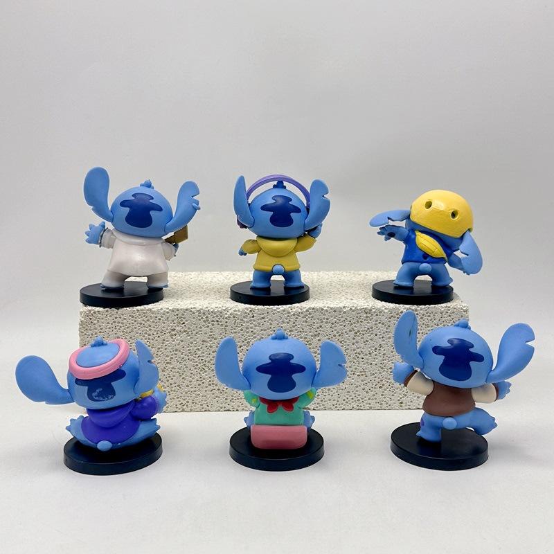 6pcs Disney Stitch Various Styles Fashionable PVC Collection Model Doll Toy Statue Home Furnishings Decoration
