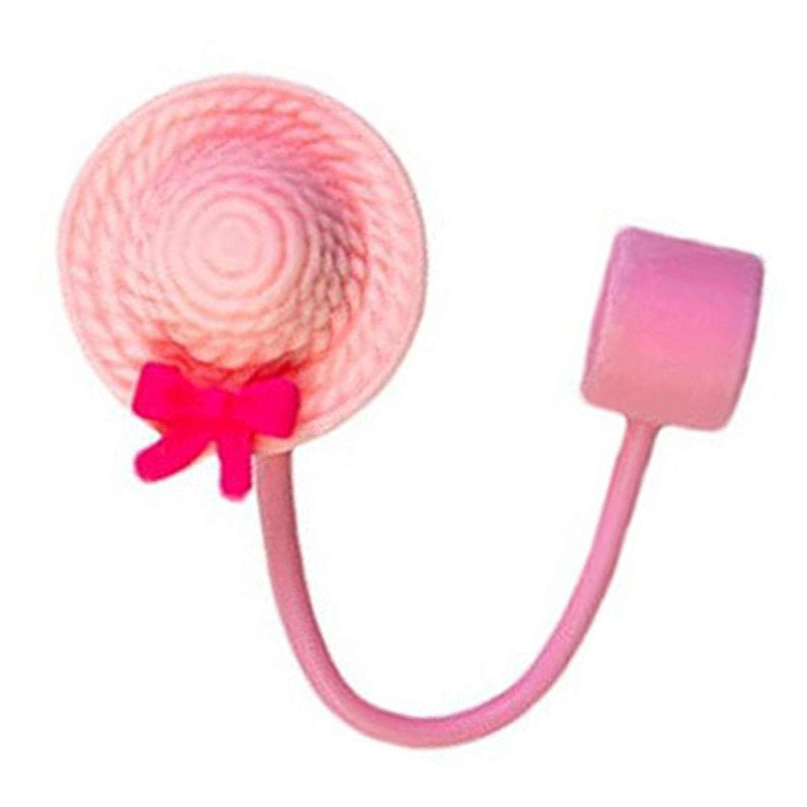 

Hat Shape Silicone Straw Covers Caps Dustproof Drinking Straw Caps Plugs Portable Straw Caps Decoration Enduring розовый