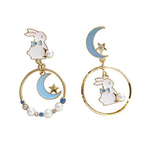 

Feel and Rabbit Милый подарок в виде кролика Лунные серьги для женщин (Серьги Синие)