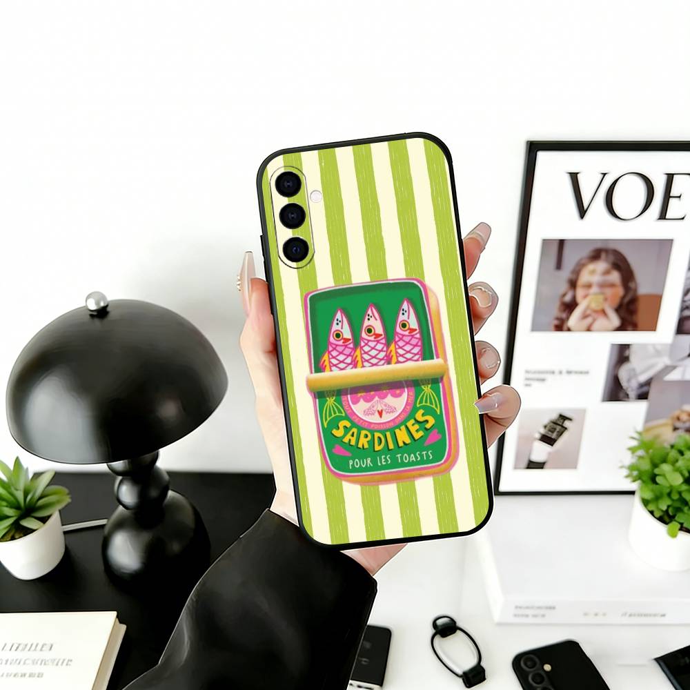 S-Sardines F-Fish Art Phone Case For Samsung Galaxy A73,A72,A71,A70,A53,A52,A51,Others Soft Black Cover