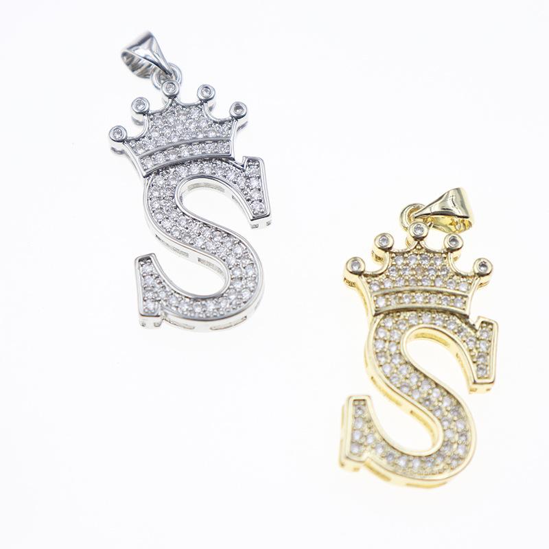 26 English Letters Women'S Letters Crown Pendant Necklace Zircon Pendant Jewelry