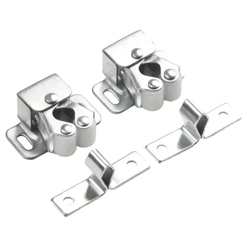 2Pc Press The Home Wardrobe Door Buckle Touch The Bead Magnetic Dual Wheel Spring Fixed Lock Buckle Low Foot Cabinet Door Buckle