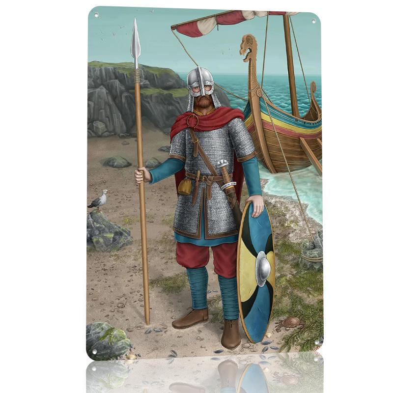 Danish Viking Warrior D Printed Texture Poster Personalized Wall Art Retro Metal Tin Signs for Gaming Room Decoration Man House