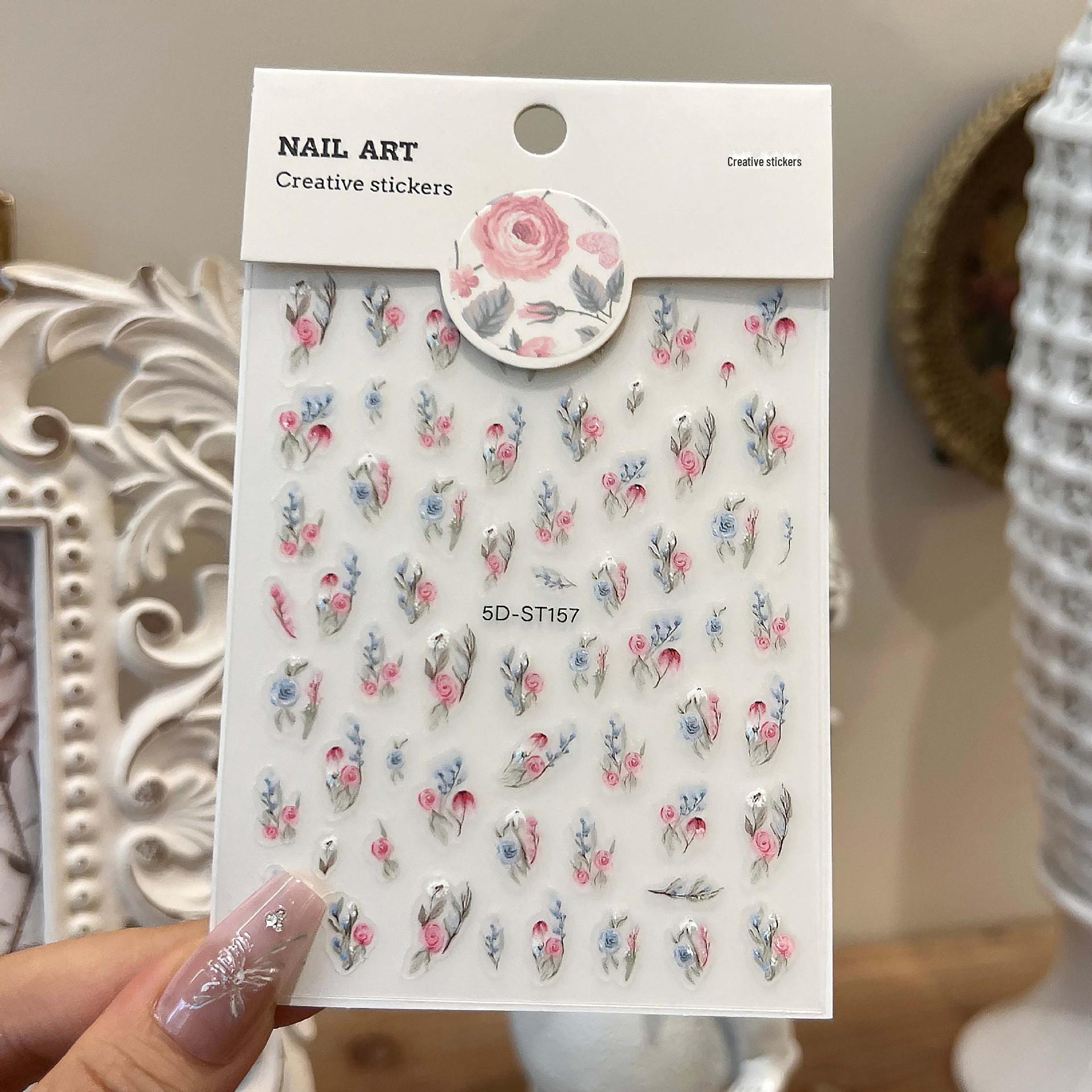 

3D рельефные цветочные водонепроницаемые наклейки для ногтей