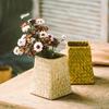 Handmade Wicker Flower Basket Organizer Natural Straw Vintage Rattan Vase Decorative Vases Desk Storage Container Home Decor