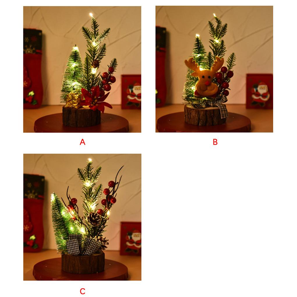 Mini Christmas Tree With LED Light Small Pine Tree Table Xmas Decor Gifts