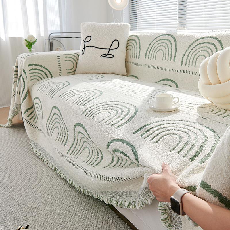 Nordisk Dusk Pledd Full Fire Sesonger Bomull Sofatrekk Håndkle Støv Anti-katt Ripebeskyttelse Trekk Sofapledd Teppe