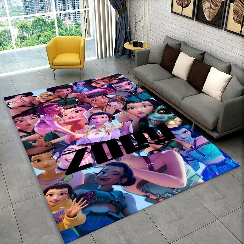 Kpop Dämonenjäger Rumi Mira Zoey Zeichentrickgruppe Teppich für Spielzimmer Schlafzimmer Wohnzimmer Sofa Heimdekoration, Teppich rutschfest
