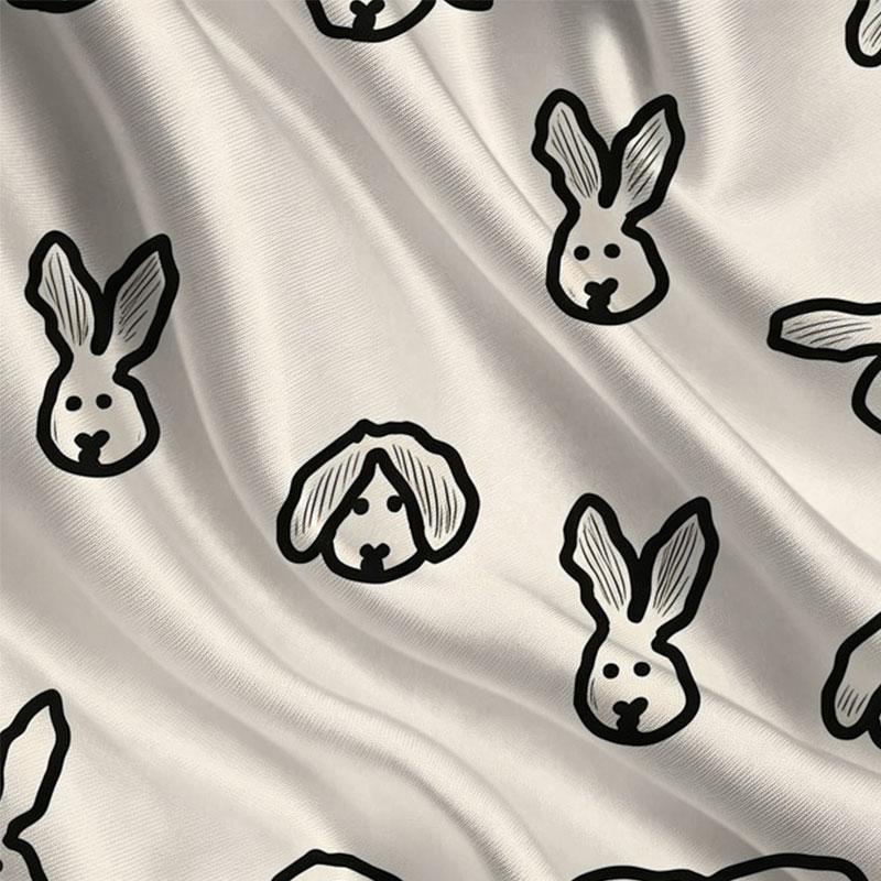 Women's Korean Style Rabbit Series Round Neck Short Sleeve T-Shirt Simple Design, Comfortable Fabric, Versatile for Daily Casual & Short Trips