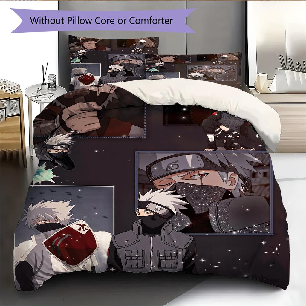 Naruto Anime Character Pattern Bedding Home Decoration Birthday Gift (1 * duvet cover + 2 * pillowcase, without core)
