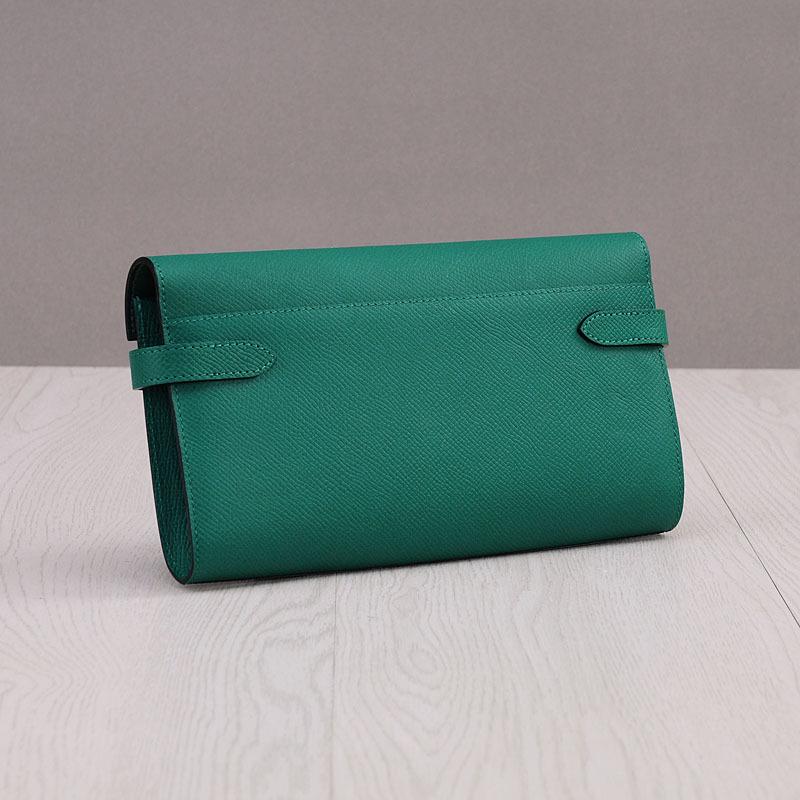 Cartera larga elegante de piel de vaca con estampado de palmeras para mujer