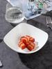 Microwaveable Pure White Ceramic Plate Set: Includes 4/6 Upturned Corner Bowls for Fruits, Soups, and Cold Dishes.