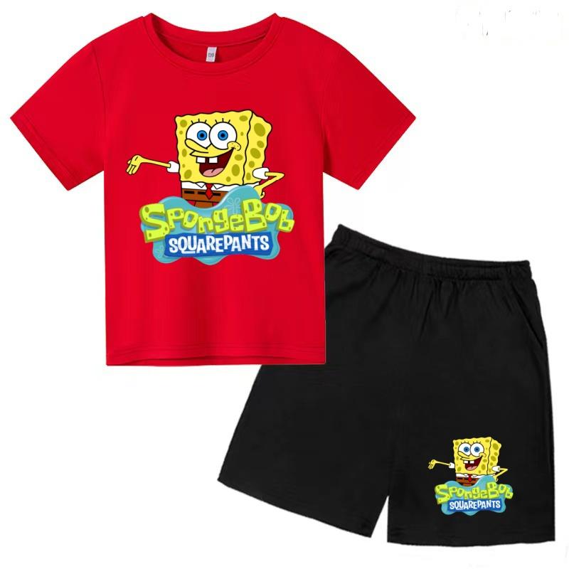 Children's Summer Cool Crew Neck T-Shirt, Short-Sleeve Top and Shorts Two-Piece Casual Party Sports Set