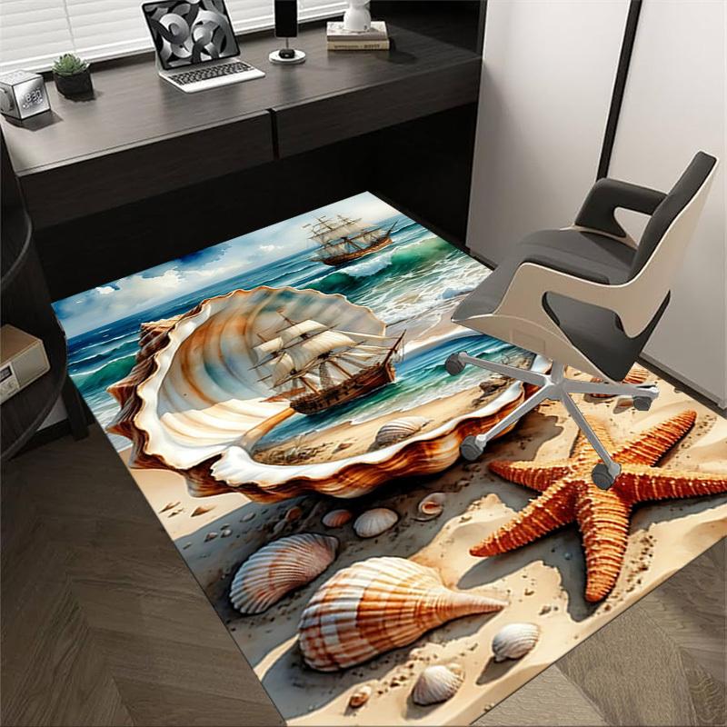 

1PC Seashell Ocean Extra Large Non-Slip Floor carpet, Office, family, bedroom, Studio - Large Area Rug,Longlasting Material-K0370 60cm by 90cm