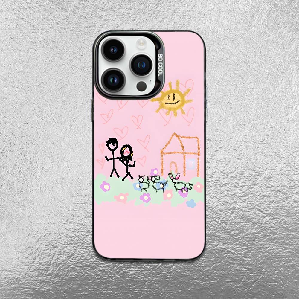 Cartoon Stickman Matchman Phone Case For iPhone 17,16,Pro,Max,e,15,14,Plus,13,12,Mini,11, Matte Colored Silver Luxury Cover