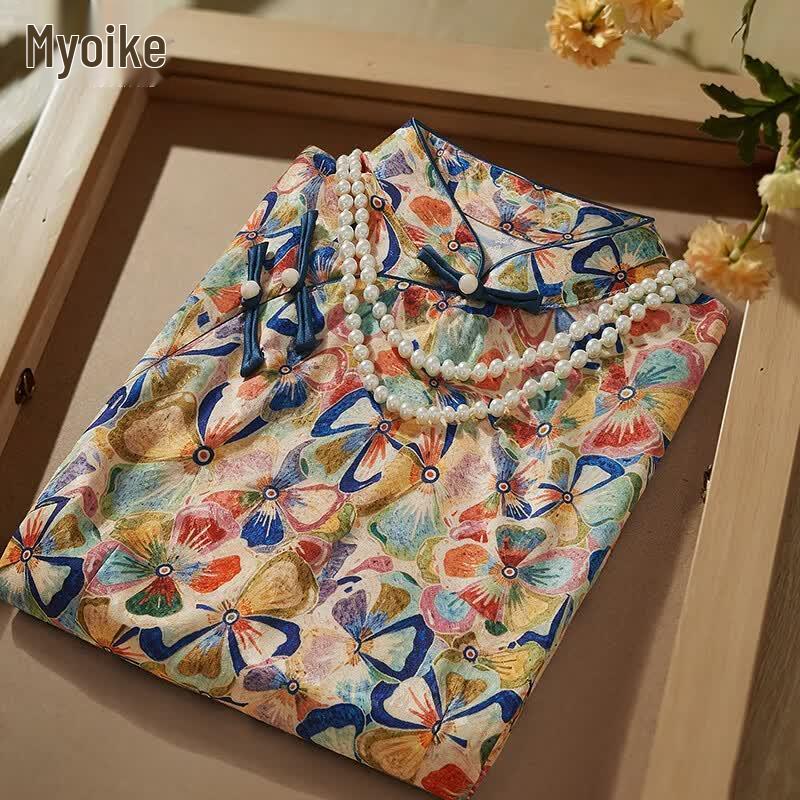 Women s Elegant New Chinese Style Printed Cheongsam Dress XL