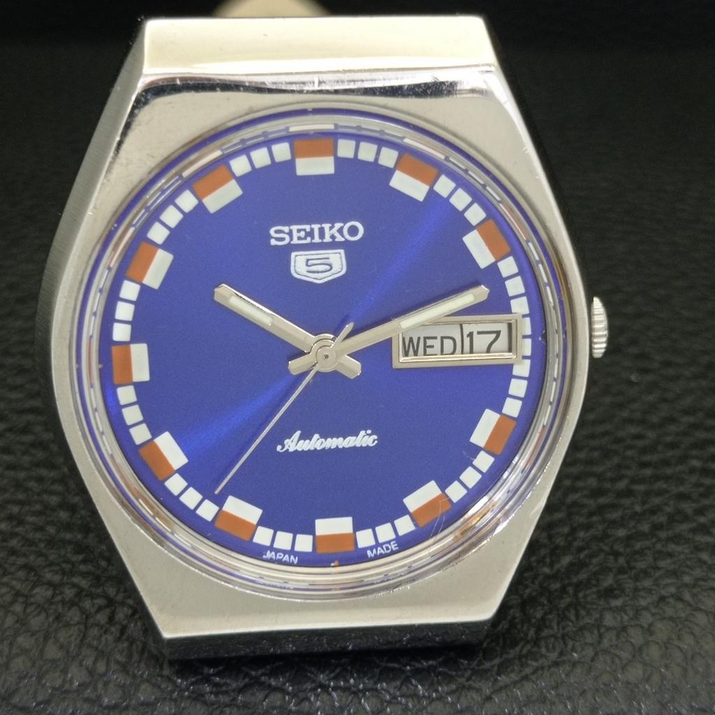 VINTAGE SEIKO 5 AUTOMATIC 6319A JAPAN MENS BLUE COLOR DIAL WATCH A701436-5 R206b-a701436