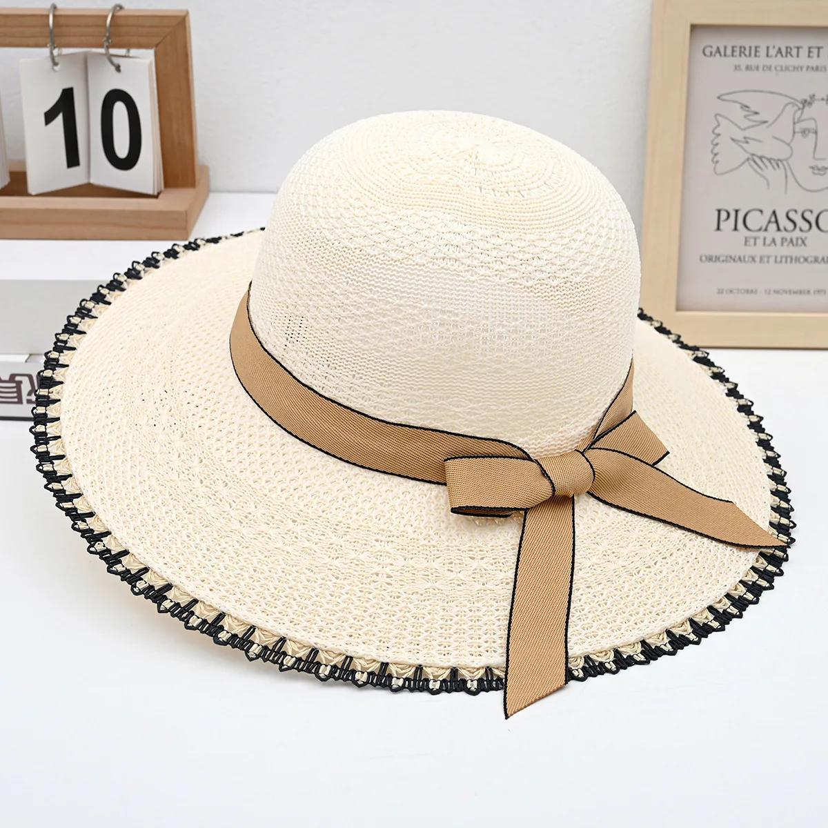 

Summer New Arrival Fashion Women s Straw Hat, Beach Sun Hat with UV Protection high quality бежевый
