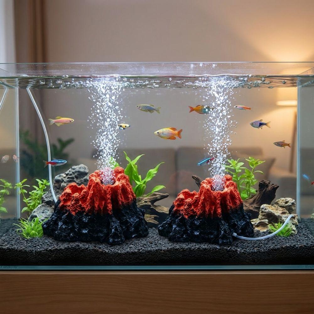 Natural Style Volcano Oxygen Pump Decor Resin Fish Tank Air Pump Volcano Mini Aquarium