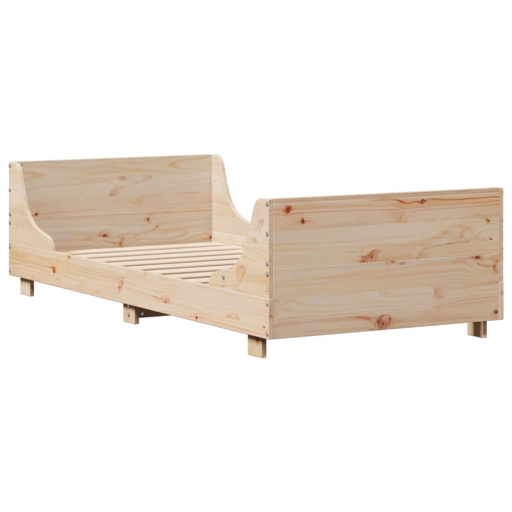 Solid Wood Bed Frame without Mattress 75 x 190 cm Pine Wood