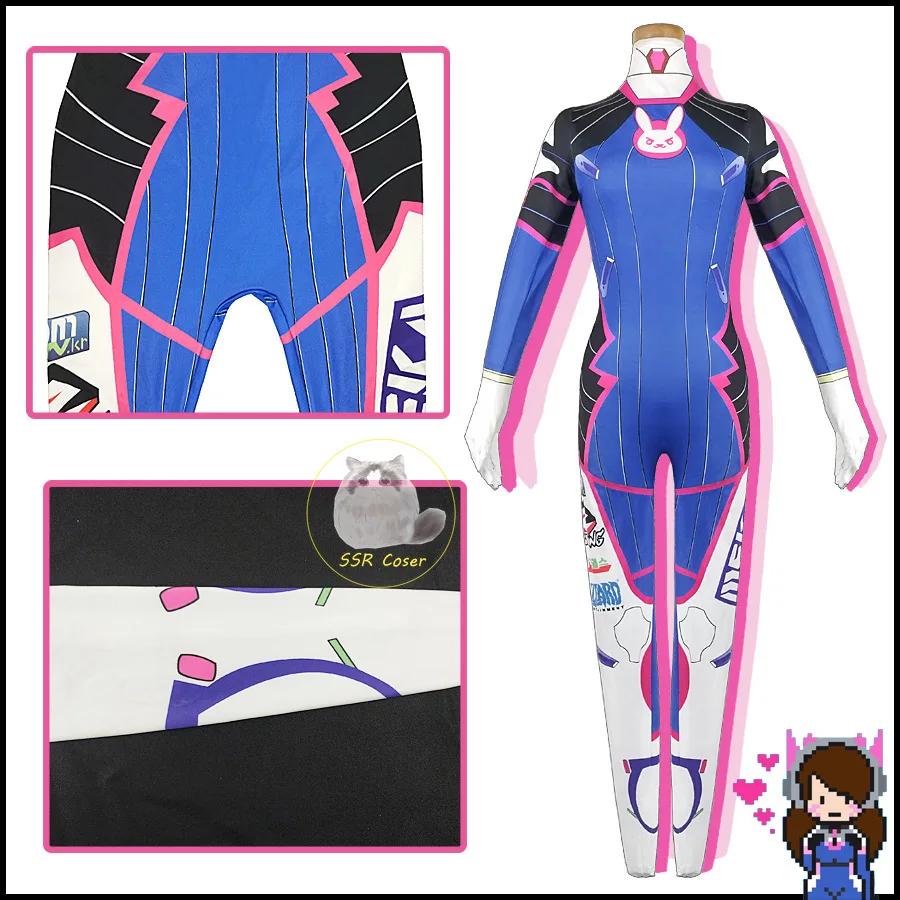 Dva Cosplay Costume Bodysuit Zenti Game Women Sexy Adult Jumpsuits Dva Wig Toy Gun Earphone Halloween Party Costumes Clothing