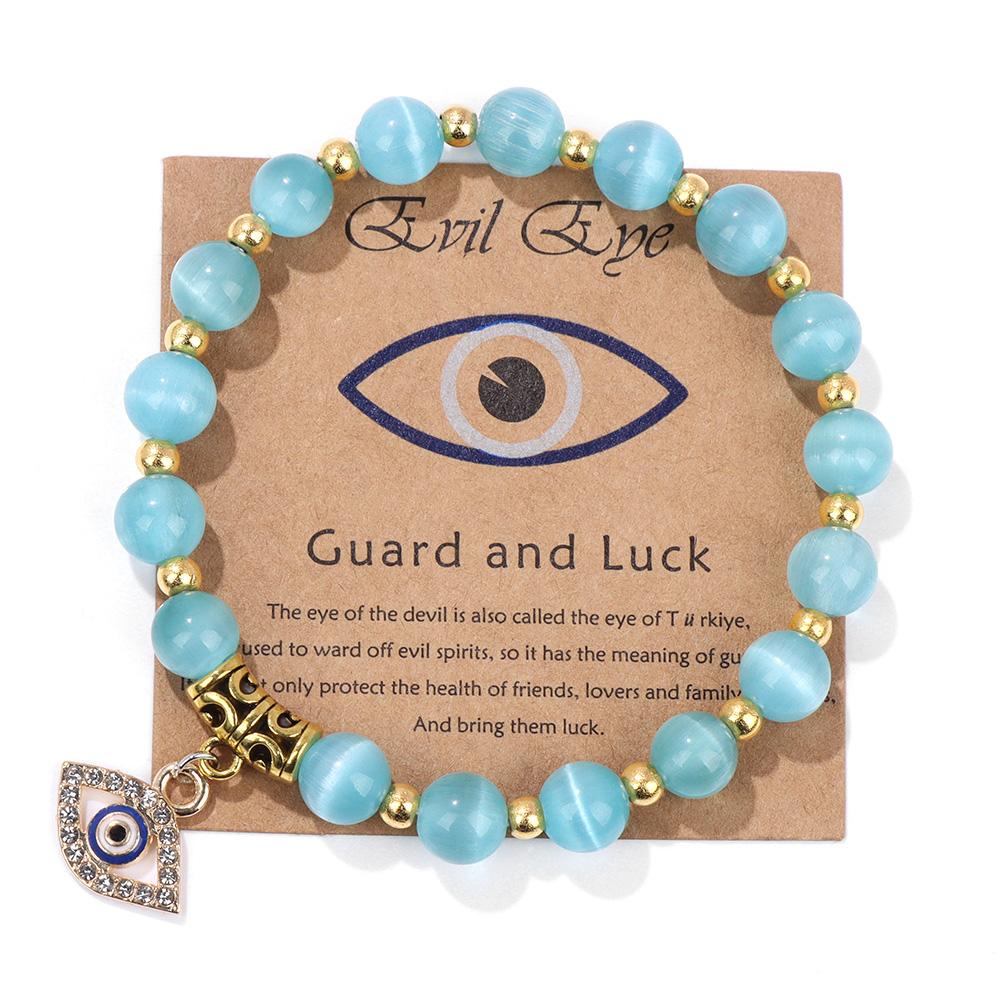Lucky Turkish Evil Eye Pendant Beads Bracelet Handmade Natural Stone Charm Elastic Bangles Men Women Fashion Yoga Energy Jewelry